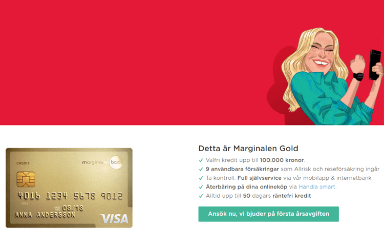 Fördelar med Marginalen Gold kreditkort